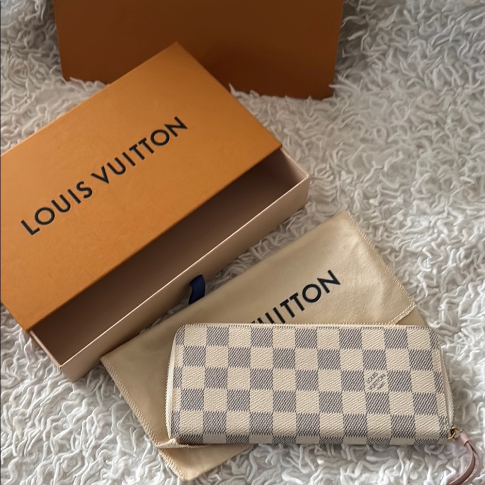 Louis Vuitton Clemence wallet in Iconic Damier Azur Pattern